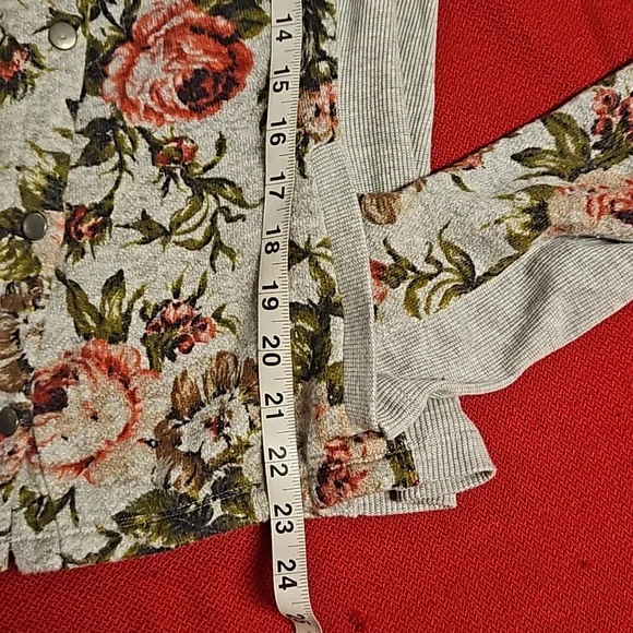 Anthropologie Saturday Sunday Rose's Rule floral moto jacket snap closure L.g. - Picture 8 of 10